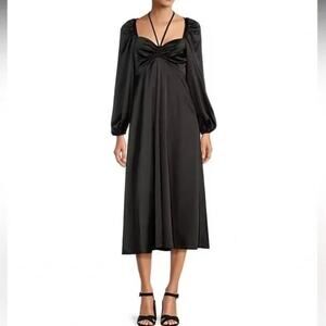 NWT Antonio Melani Bella Satin Halter Neck Long Sleeve Midi Dress Size 4